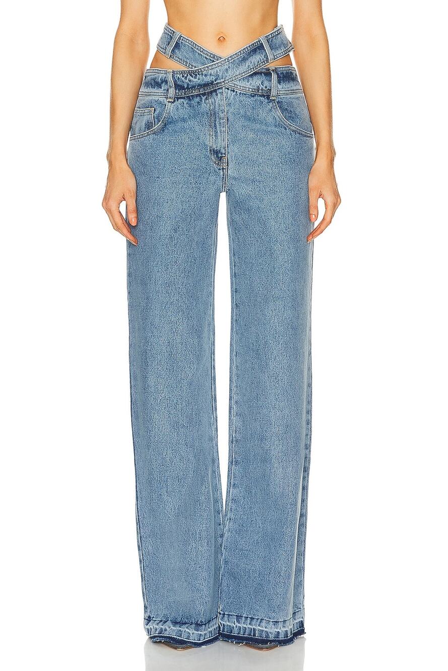 Monse Crisscross Blue Wide Leg Denim Jeans Size 2